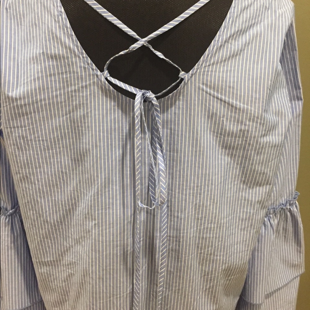 Loft striped blouse flare sleeve